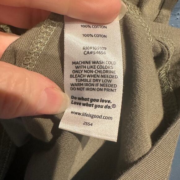 Vintage Life Is Good I am the Warranty Tee Army Green Size Medium Grunge Casual - Picture 6 of 7